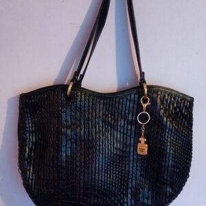 Cole Haan Black Open Weaved Leather Tote